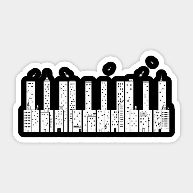 Piano Skyline - Keyboard Music Sticker by SnugFarm